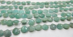 Collier de perles d'Amazonite naturelle en forme de cœur, facettées, taille 8 mm, longueur 8 pouces - Product Image 2