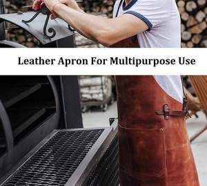 Delantal de Trabajo sin Mangas 100% Cuero Genuino, Duradero y Clásico, para Cocina, Barbacoa, Chef/Barbero, Color Marrón y Negro, para Profesionales - Product Image 4
