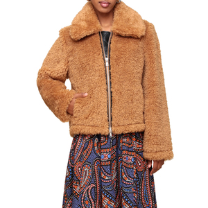 Veste polaire Sherpa pour femme, entièrement zippée, chaude, en polaire Teddy, manteau d'hiver à col montant, fabrication OEM ODM sur mesure, vente en gros - Product Image 6