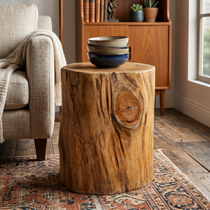 Tabouret en teck biologique fait main de style rustique de luxe ARTERRA pour projets hôteliers et de villas - Product Image 4