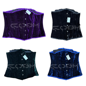 <b>Underbust</b> Steelboned Purple Velvet Corset With Purple Satin Trim / Fashion And Fitness Wear Corset - Product Image 5