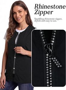 Chaleco Quirúrgico Unisex Negro de Poliéster Transpirable con Cierre Frontal y Bolsillos, Impresión Digital, Ropa de Trabajo Cómoda de Tactus Industries - Product Image 3