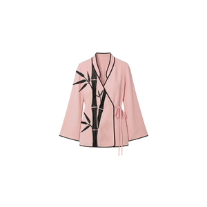 Women's Midi Length Full Sleeve <b>Kaftan</b> with Bamboo Embroidery and Drawstring Detail High Neck Breathable Ethnic Wear Women's Set - Product Image 1