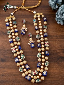 Conjunto de collar de perlas de 3 capas, joyería india para bodas, aretes, conjunto de joyería de moda nupcial para mujer - Product Image 2