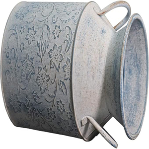Maceta de Metal Galvanizado Estilo Rústico Vintage, Florero Retro Antiguo, Soporte para Flores de Granja/Campo - Product Image 3