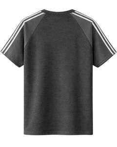Charcoal Grey <b>White</b> Raglan Sleeve <b>TShirt</b> Men Casual Summer Crew Neck Striped Shoulder Breathable Cotton Soft Comfortable Wear - Product Image 2