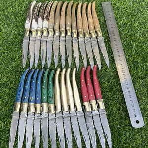 Navaja plegable de acero damasco de alta calidad, estilo Laguiole, mango de madera, 19 cm - Product Image 6