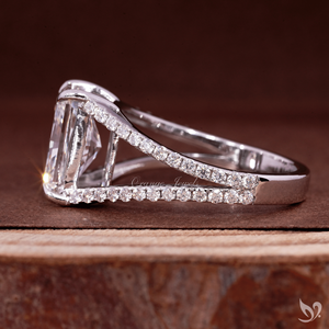 3CT Radiant Cut Lab Grown Diamond Engagement Wedding <b>Ring</b> 10K White Gold <b>Split</b> Pave Band IGI Certified Diamond <b>Ring</b> for Women - Product Image 2