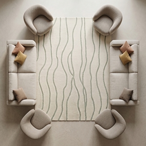 Alfombra Moderna con Diseño de Ondas, Hecha a Mano, de Lana Crema, para Sala de Estar de Lujo, Venta al Por Mayor - Product Image 4