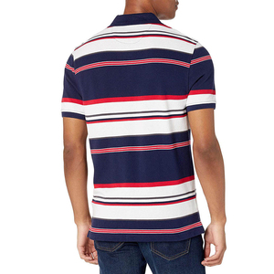เสื้อโปโลชายแขนสั้นลายทาง ผ้าฝ้ายถัก สวมใส่สบาย ระบายอากาศได้ดี ลายพิมพ์แบบซับลิเมชั่น สำหรับผู้ชาย - Product Image 2