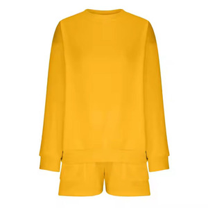 Ensemble deux pièces décontracté en toile lavée 100 % polyester pour femme, coupe régulière, manches courtes, col rond, respirant, longueur genou – Meilleures ventes - Product Image 5