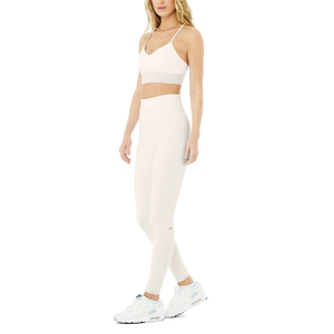 Conjunto de Yoga de 2 Piezas para Mujer, Ropa Deportiva de Gimnasio, Marca Privada OEM, Conjunto de Yoga de Color Sólido, Leggings de Cintura Alta y Sujetador Deportivo - Product Image 5