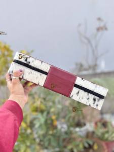 Wholesale 2026 Hand Tooled Leather <b>Heat</b> Resistant Curling Iron Case Western Hair On Hide Fur Perfect Organizer for Hair Tools - Product Image 3