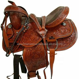 Selle de cheval western pour le marché américain en cuir véritable avec arceau en plastique, pour la randonnée, le barrel riding et le ranch, robuste et confortable - Product Image 4