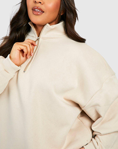 <span class=keywords><strong>Felpa</strong></span> <span class=keywords><strong>con</strong></span> cappuccio oversize da donna in tinta unita di alta qualità, personalizzata, in pile, <span class=keywords><strong>con</strong></span> zip e collo alto, <span class=keywords><strong>con</strong></span> logo frontale. - Product Image 6