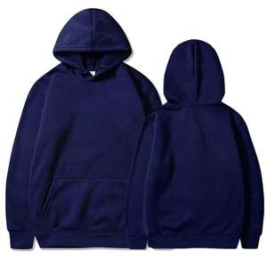 เสื้อฮู้ดสีน้ำเงินแบบยูนิเซ็กซ์ ผ้าฝ้ายฟลีซสีพื้น ทรงปกติ สวมใส่สบายๆ สำหรับฤดูใบไม้ร่วง มีกระเป๋าเสื้อ ดีไซน์แบบถัก - Product Image 6