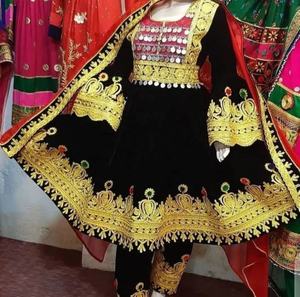 2020 Venta caliente vestido de fiesta Kuchi tradicional Vintage seda étnica Salwar Kameez inspirado cultura afgana/paquistaní multicolor - Product Image 4