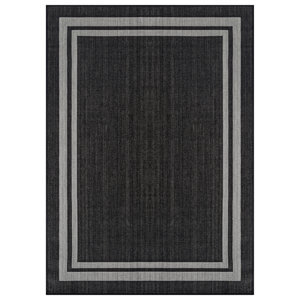 Hot Selling Natural Best Seller Border Navy/Ivory Easy-Care Jute-Style Indoor/Outdoor Flat Woven Area Rug Mat For Patio Balcony - Product Image 2