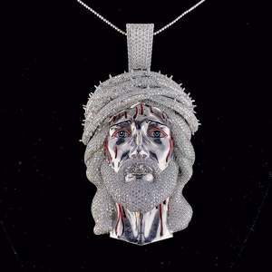 สร้อยคอจี้พระเยซูแบบ Iced Out สีดำชุบทอง ประดับเพชรคิวบิกเซอร์โคเนีย สไตล์ฮิปฮอปสำหรับผู้ชาย ของขวัญเครื่องประดับทางศาสนา ลดราคาพิเศษ - Product Image 5