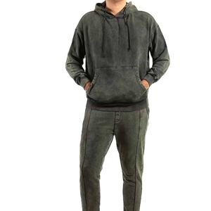 Venta al por mayor 2024 hombres lavado ácido pantalones de chándal y sudadera conjunto de gran tamaño ropa de calle joggers conjunto hip hop casual chándal hombres 2026 - Product Image 1