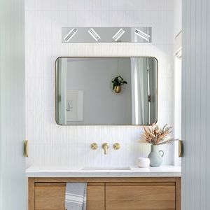 26\" Modern Chrome 4-<b>Light</b> LED <b>Vanity</b> <b>Light</b> Square Acrylic Lampshades Wall Mount Fixture for Bathroom <b>Mirror</b> Lighting - Product Image 1