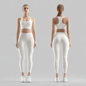 ชุดโยคะ เสื้อชั้นในแบบ Racer Back คอกลม ชุด 2 ชิ้น กางเกงเลกกิ้งรัดรูปสำหรับผู้หญิง เสื้อผ้าสตรีทแวร์ ชุดออกกำลังกายรักษ์โลก - Product Image 1