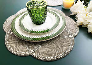 Handmade Beaded Placemat Geometric Pattern Bohemian Style Table <b>Mat</b> Decorative Charger <b>Plate</b> Washable Home Use - Product Image 5