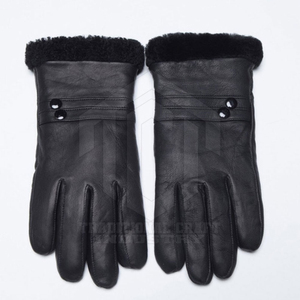 <b>Black</b> <b>Leather</b> Winter <b>Gloves</b> for <b>Men</b> Soft Faux Fur Cuff Warm Full Finger Fashion <b>Gloves</b> Custom OEM Manufacturer - Product Image 5