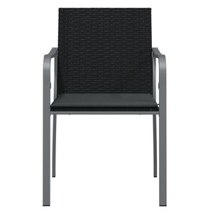 Ensemble de 6 chaises de jardin en acier durable et en rotin PE noir, meubles d'extérieur grands et élégants - Product Image 4