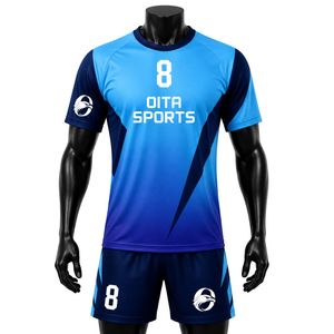 ชุดแฮนด์บอลสีฟ้าสำหรับผู้ชาย เสื้อเจอร์ซีย์และกางเกงขาสั้น ชุดกีฬามืออาชีพ น้ำหนักเบา ระบายอากาศได้ดี ชุดแข่งขันทีม - Product Image 1