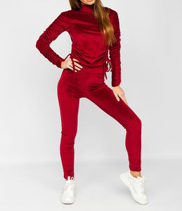 Conjuntos Deportivos de Terciopelo al por Mayor para Mujer, Conjuntos Casuales de Dos Piezas, Chaqueta de Manga Larga y Pantalones, Conjuntos de 2 Piezas, Chándal de Terciopelo para Mujer - Product Image 1