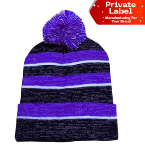 Gorro de Invierno de Punto con Pompón de Piel Sintética, Gorro de Punto de Doble Capa con Pompón, Gorro Extra Cálido para Exteriores - Product Image 1