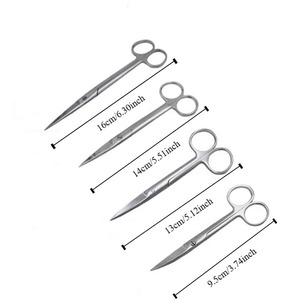 Ciseaux chirurgicaux manuels en acier inoxydable durable, pointe droite et incurvée, ciseaux à pansements professionnels, utilisation en clinique vétérinaire - Product Image 1