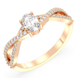 Vente directe du fabricant REYES, bague de fiançailles en argent sterling 925 avec moissanite, plaquée or rose 14 carats, bijoux fins - Product Image 1