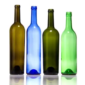 Sesuaikan ukuran berbagai warna bulat Bordeaux sampanye botol kaca anggur
