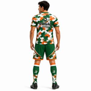 เสื้อฟุตบอลทีมวินเทจแบบยูนิเซ็กซ์สั่งทำพิเศษ ระบายอากาศได้ดี คุณภาพสูง คอวี แห้งเร็ว แขนสั้น ผ้าโพลีเอสเตอร์ 100% ชุดฝึกซ้อม - Product Image 4