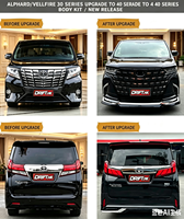 Nuevo Kit de Conversión de Parachoques Estilo Modellista de H30 a AH40 para Alphard y Vellfire con Luces LED
