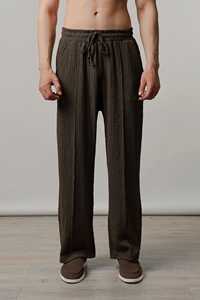 Servicio OEM, Pantalones Deportivos de Color Sólido para Hombre, Pantalones de Salón Marrón Oscuro, Pantalones Deportivos Texturizados de Corte Holgado y Suave, Fabricación en Pakistán - Product Image 4