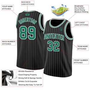 Black Pin Stripe Sublimation Basketball Quick Dry Custom Reversible Basketball Jersey Double Layer Reversible Basketball Jerseys - Product Image 6