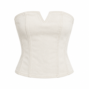 Top Corto de Mezclilla Casual para Mujer, de Primera Calidad, con Pedrería, MOQ Bajo, Personalizable - Product Image 1