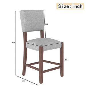 Set di 4 Sgabelli da Bar Moderni Stile Mid-Century, Altezza 40.4'', Rivestiti in Lino con Gambe in Legno Massello - Product Image 5