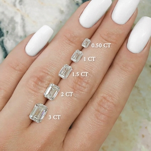 IGI Certified Lab Grown <b>D</b>-E Color Emerald Cut Solitaire Diamond Gold Pendant <b>Necklace</b> with VVS-VS Clarity for Engagement Wedding - Product Image 5