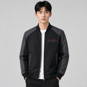 New Arrival <b>Men</b> Bomber <b>Jacket</b> Custom Logo <b>Lightweight</b> Full Zipper Casual Streetwear Windproof Outerwear Bomber <b>Jacket</b> for <b>Men</b> - Product Image 1