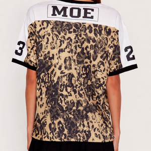 Maillot de football américain unisexe tendance 2026 à imprimé léopard, manches courtes, respirant, en maille, pour entraînement, fabricant OEM USA - Product Image 3