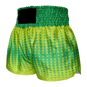 Shorts de sport Muay Thai en satin vert dégradé de qualité supérieure, respirants, légers, à séchage rapide, pour une performance athlétique - Product Image 3