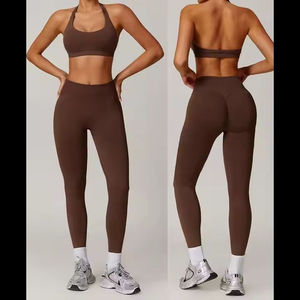 Ensemble de yoga taille haute uni pour femme 2026, longueur intégrale, conçu avec un tissu flexible et anti-transpiration pour un confort de mouvement amélioré - Vente en gros - Product Image 4