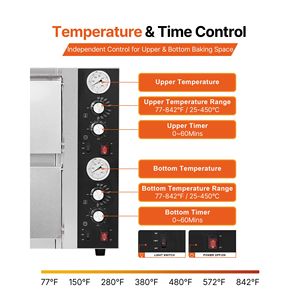 Forno Elettrico Commerciale da Banco a Doppio Livello per Pizza da 18 Pollici, Temperatura Massima 842°F, per Hotel - Product Image 4