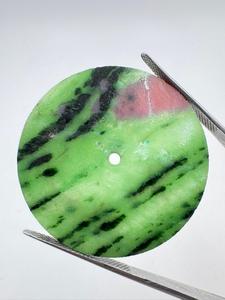A K Gems pink and Green Ruby Zoisite Watch Dial 35 mm One Sided Polished <b>Face</b> 0.7mm Thick Center Hole 2 mm Model Dial-10 - Product Image 5