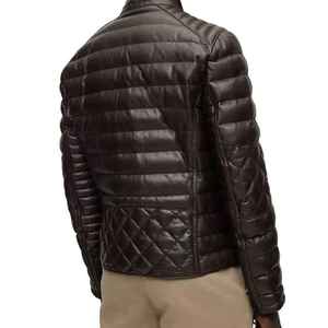 Veste matelassée en cuir véritable pour homme, best-seller, personnalisée, pour l'hiver, avec col montant, imperméable et coupe-vent, style streetwear - Product Image 5
