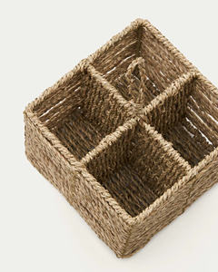 Seagrass Storage <b>Basket</b> With Divider Wicker Organizer Bin For Kitchen Utensil Cutlery Holder Home Storage Solution - Product Image 4